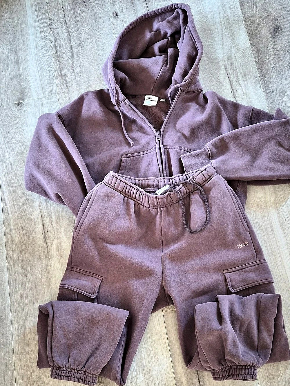 TNA Purple Hoodie Cargo Pants Set